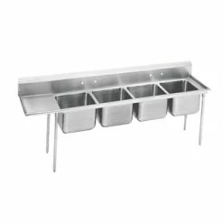 Four Compartment Sinks Advance Tabco 9-24-80-24L Four Compartment Sink With Left Drainboard, 117"