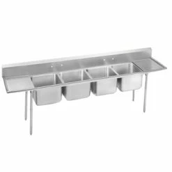Four Compartment Sinks Advance Tabco 93-24-80-24RL Four Compartment Sink With Two Drainboards, 138"