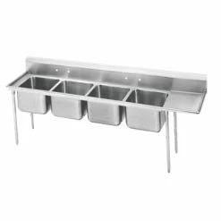 Four Compartment Sinks Advance Tabco 93-4-72-18R Four Compartment Sink With Right Drainboard, 95"