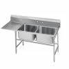 Two Compartment Sinks Advance Tabco 93-62-36-36L Two Compartment Sink With Left Drainboard, 80" -Krowne Shop Advance Tabco 93 62 36 36L Two Compartment Sink with Left Drainboard 80 quot 202663 large