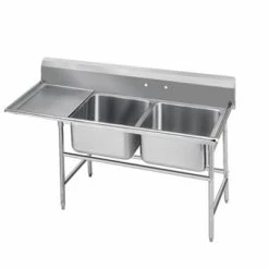 Two Compartment Sinks Advance Tabco 93-82-40-18L Two Compartment Sink With Left Drainboard, 66"