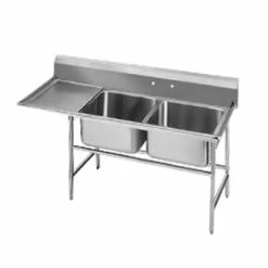 Two Compartment Sinks Advance Tabco 94-42-48-36L Two Compartment Sink With Left Drainboard, 92"