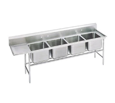 Four Compartment Sinks Advance Tabco 94-44-96-36L Four Compartment Sink With Left Drainboard, 145" 3 Four Compartment Sinks Advance Tabco 94-44-96-36L Four Compartment Sink With Left Drainboard, 145"