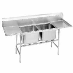 Two Compartment Sinks Advance Tabco 94-82-40-24RL Two Compartment Sink With Two Drainboards, 93"