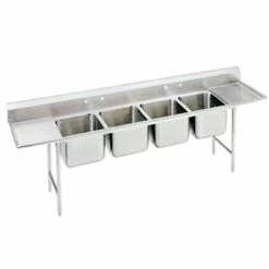 Four Compartment Sinks Advance Tabco 94-84-80-24RL Four Compartment Sink With Two Drainboards, 138"
