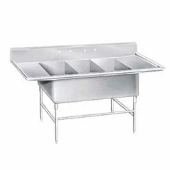 Three Compartment Sinks Advance Tabco K7-3-3030-24RL Three Compartment Convenience Store Sink With Two Drainboards, 138"