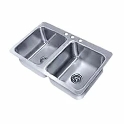Drop In Sinks Advance Tabco SS-2-4521-12 Two Compartment Drop-In Sink, 20" X 16" X 12"