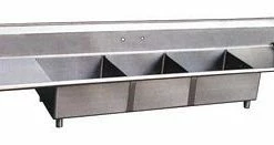 Omcan Food Machinery Three Compartment Sinks Omcan (FMA) 22117 Three Compartment Pot Sink With Left And Right Drain Boards