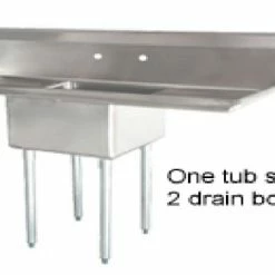 Omcan Food Machinery One Compartment Sinks Omcan (FMA) 25249 One Compartment Pot Sink With Left And Right Drain Boards