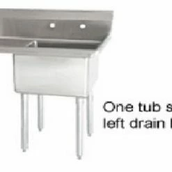 Omcan Food Machinery One Compartment Sinks Omcan (FMA) 25253 One Compartment Pot Sink With Left Drain Board