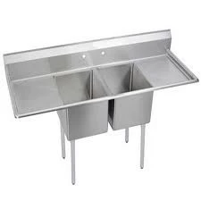 Omcan Food Machinery Two Compartment Sinks Omcan (FMA) 25269 Two Compartment Pot Sink With Left And Right Drain Boards