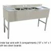 Omcan Food Machinery Three Compartment Sinks Omcan (FMA) 25274 Three Compartment Underbar Sink With Left And Right Drain Boards -Krowne Shop Food Machinery of America 25274 Three compartment Underbar Sink Units 41027 large