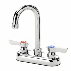 Krowne Metal Deck Mount Faucets Krowne 11-400L Gooseneck Low Lead Heavy Duty Faucet With 4" Centers