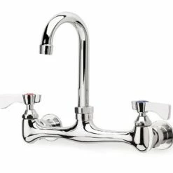 Krowne Metal Wall-Mount Faucets Krowne 12-801L Silver Series 8" Wall Mount Faucet With 6" Wide Gooseneck Spout