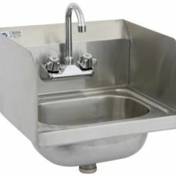 Hand Sinks Royal Industries ROY HS 15 SP Stainless Steel Wall Mounted Hand Sink With Splash Guard 15"